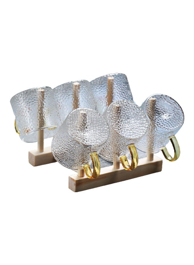 6-Piece Borosilicate Glass Tea Cup Clear/Gold - Image 2