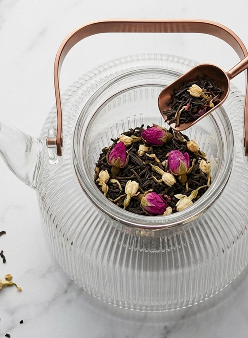 Cuisine Art Elegant Glass Teapot with Gold Accents, Heat-Resistant Borosilicate Tea Kettle, Clear Infuser Pot for Loose Leaf & Flowering Tea, Modern Kitchenware ,Glass Teapot, Gold Accent Teapot, Borosilicate Glass Kettle, Loose Leaf Tea Maker, Flowering Tea Pot, Modern Tea Set, Transparent Tea Kettle, Luxury Glassware, Kitchen Decor Accessories, Tea Infuser Pot, Elegant Tea Service, UAE Kitchenware. Clear/Gold Clear/Gold - Image 3