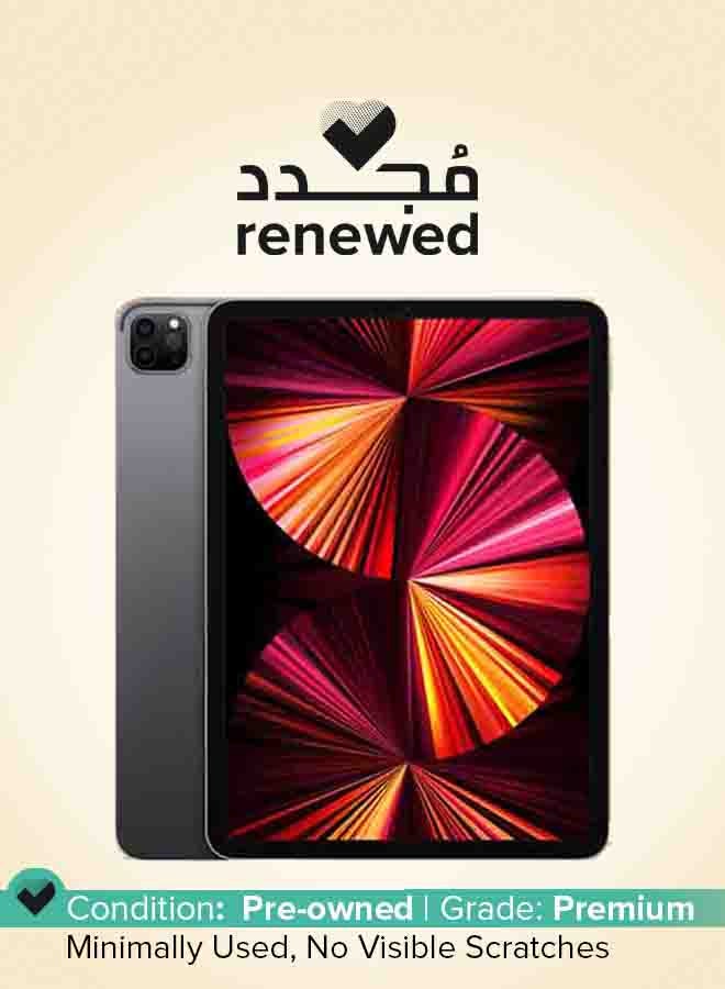 ابل  مُجدد- هاتف آي باد برو 2021 (الجيل الثالث) بشاشة مقاس 11 بوصة وشريحة M1 وذاكرة داخلية سعة 128 جيجابايت وخاصية الواي فاي مع تطبيق فيس تايم، لون رمادي فلكي- النسخة العالمية - Image 1