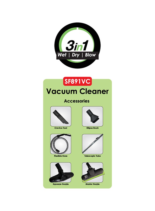 Sanford VACUUM CLEANER 32 L 1450 W SF891VC BS Black, Green  - Image 5