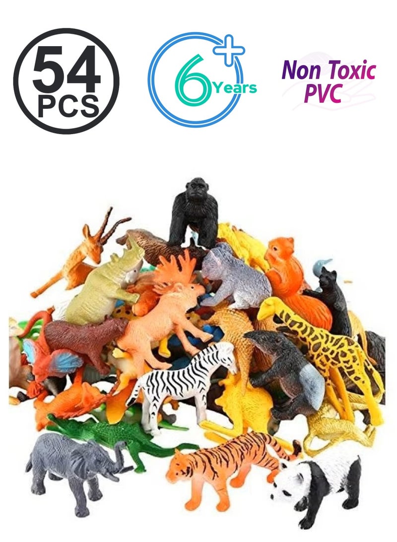 ValeforToy 54-Piece Mini Jungle Animals Toys Set 1.9X9.7X4.3inch - Image 1