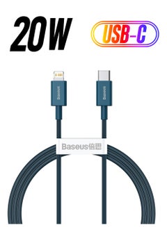 Baseus USB C to Lightning Fast Charging Data Cable PD 20W Superior Series Type C for Apple iPhone 14 Pro Max /Plus/13/12/11 Pro Max Mini XS X 8 7 6 5 SE iPad and More 1M Blue  - Image 1