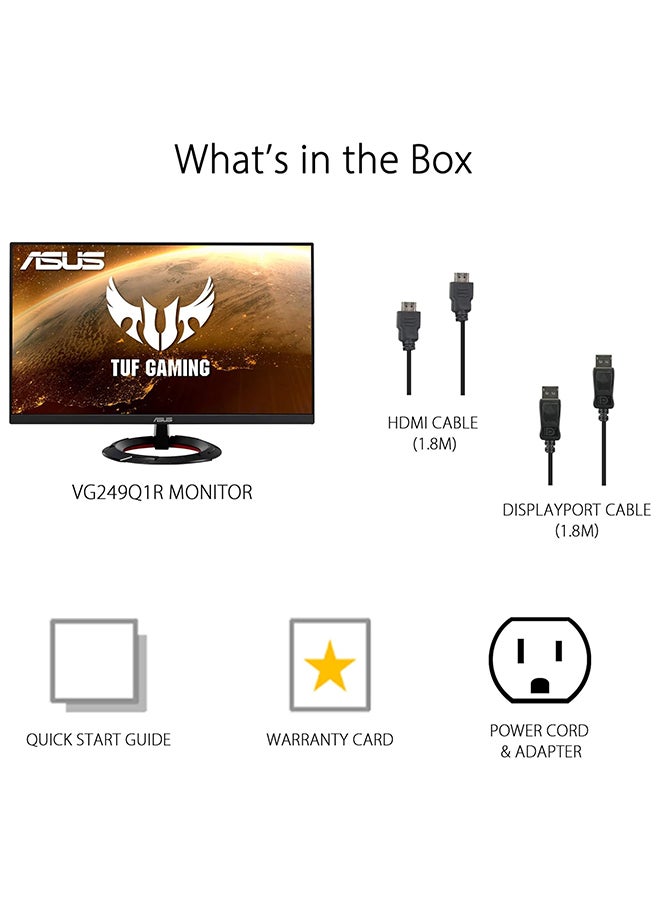 ASUS - TUF Gaming VG249Q1R 23.8" FHD IPS Gaming Monitor, Overclockable 165Hz Refresh Rate, 1ms Response Time, FreeSync Premium, 2W* 2 Speakers, DisplayPort 1.2* 1 HDMI(v1.4)* 2, 90LM05V1-B01E70 Black - Image 1