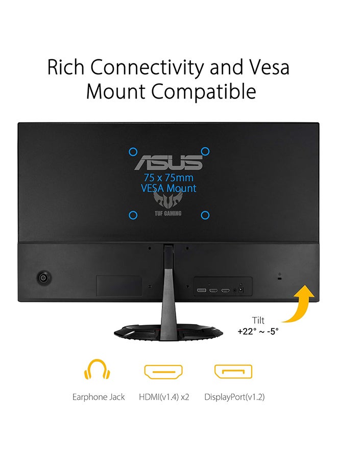ASUS - TUF Gaming VG249Q1R 23.8" FHD IPS Gaming Monitor, Overclockable 165Hz Refresh Rate, 1ms Response Time, FreeSync Premium, 2W* 2 Speakers, DisplayPort 1.2* 1 HDMI(v1.4)* 2, 90LM05V1-B01E70 Black - Image 1