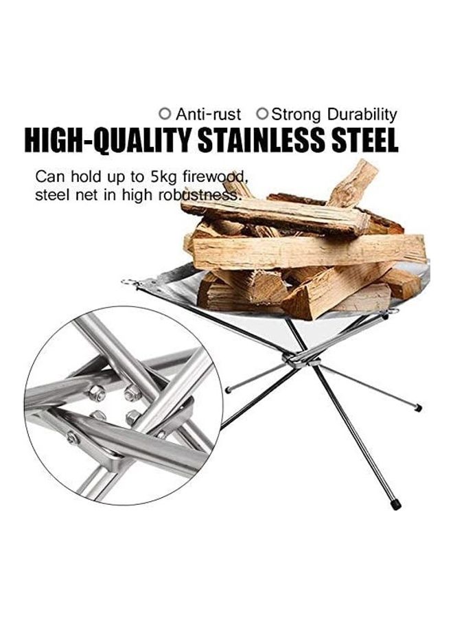 XiuWoo Folding Stainless Steel Outdoor Wood Burning Barbecue Grill Camp Firepit with Bag One Size - Image 5