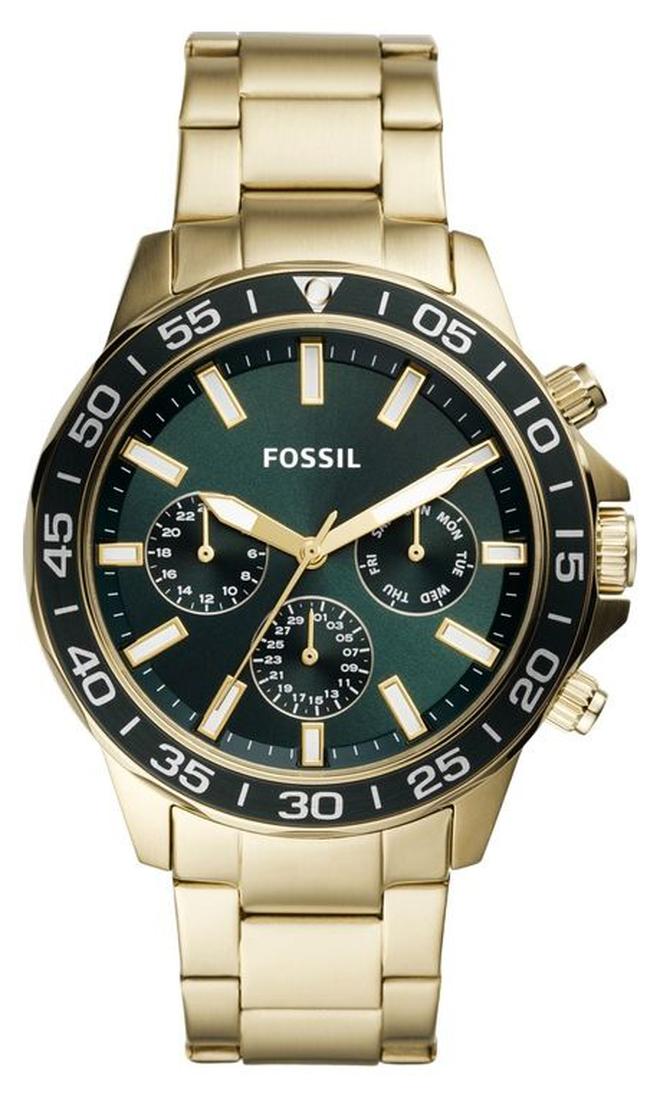 FOSSIL Men's Chronograph Wrist Watch With Stainless Steel Strap - 45 mm - Gold - Image 1