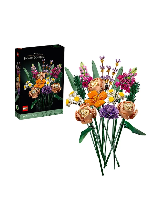 ليغو LEGO Botanicals Flower Bouquet - Artificial Flowers Set for Adults incl. Roses, Snapdragons, Poppies, Asters & Daisies - Ramadan Decor Gift  for Women and Men - Botanical Collection - 10280