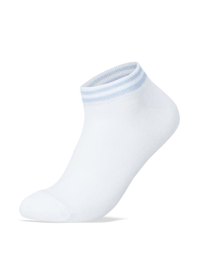 SAM SOCKS Ankle Stripped Socks White  - Image 4