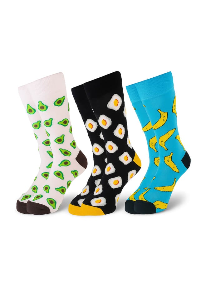 SAM SOCKS Men Set Of 3 Long Fruit Pattern Socks Multicolour - Image 1