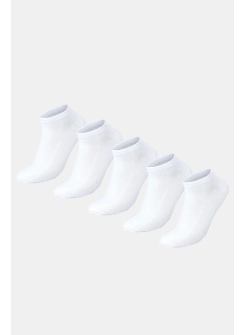 Men Set Of 5 Ankle Socks Plain White