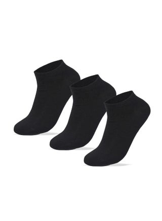 Men Set Of 3 Ankle Socks Plain Black