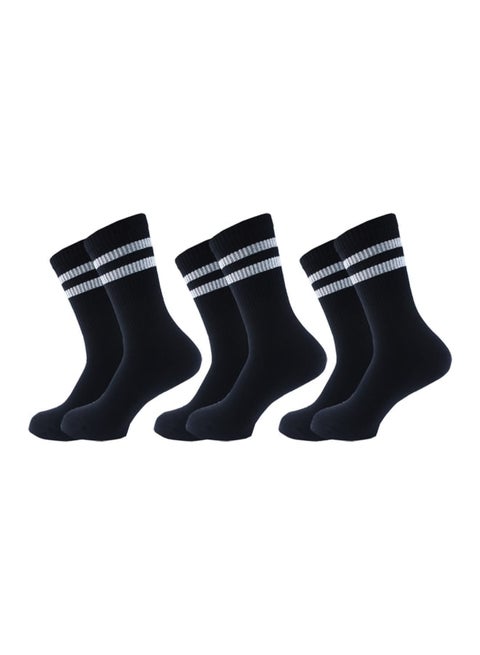 Men Set Of 3 Half Towel Sport Socks Black