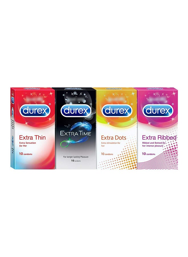 Durex Set Of 4 Honeymoon Pack- Extra Thin, Time, Dots, Ribbed Condom - Image 1