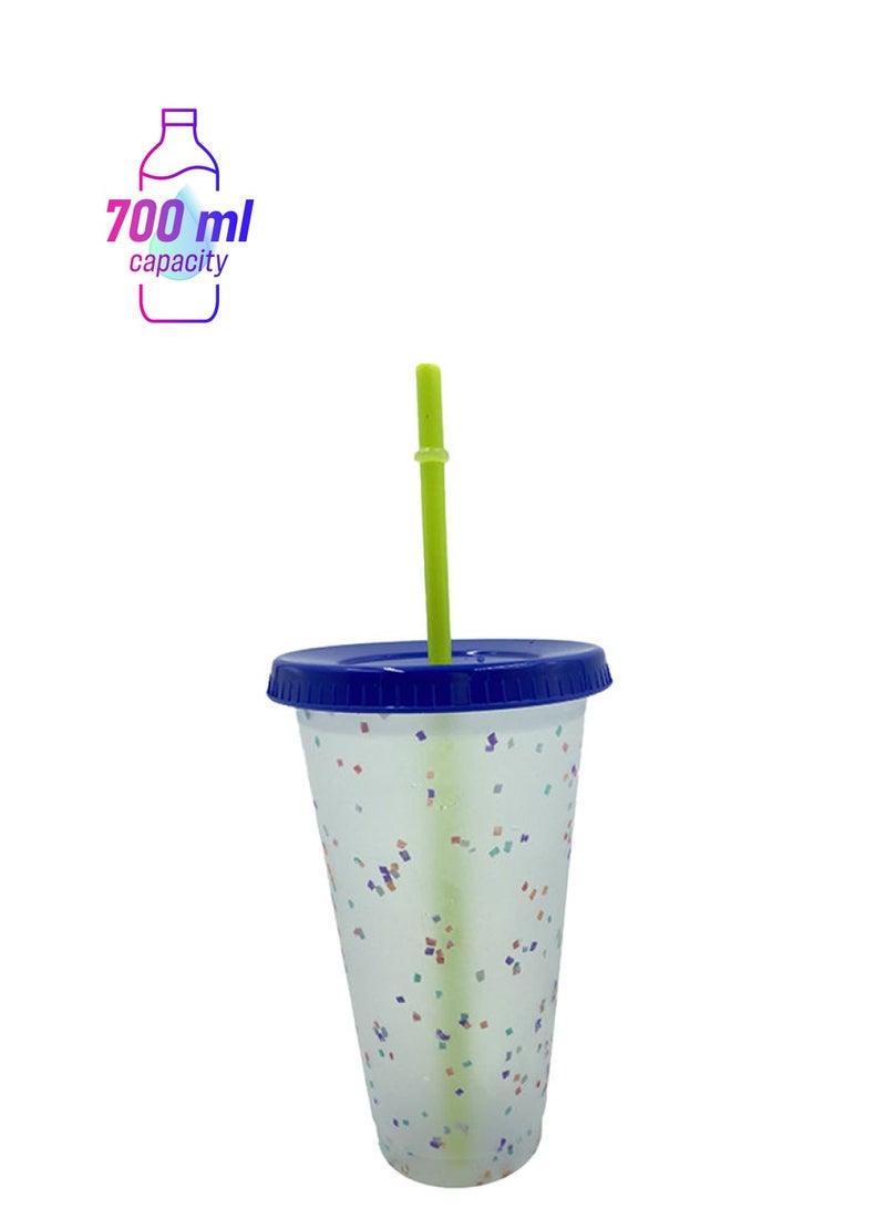 Water Bottle Cup With Lid And Straw Blue