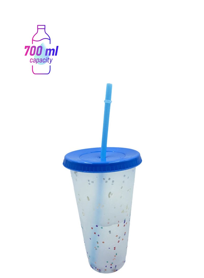 Water Bottle Cup With Lid And Straw Blue