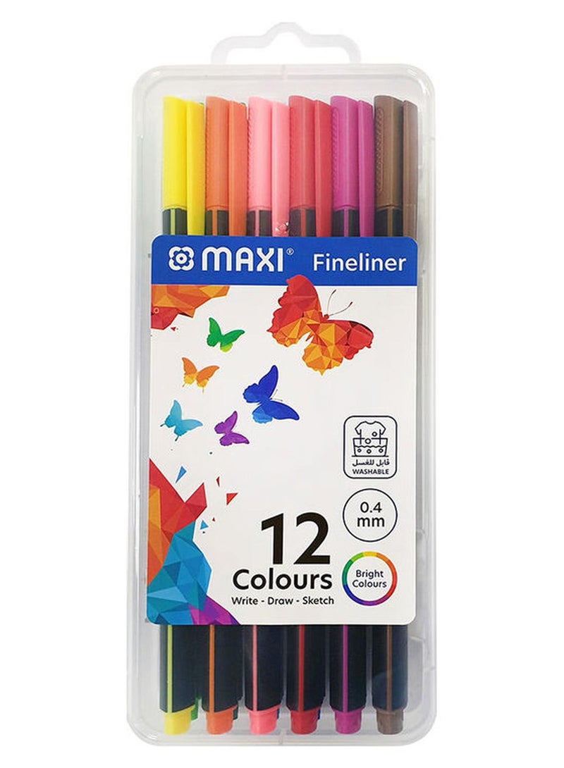Maxi 12-Piece Fineliner Pens Multicolour