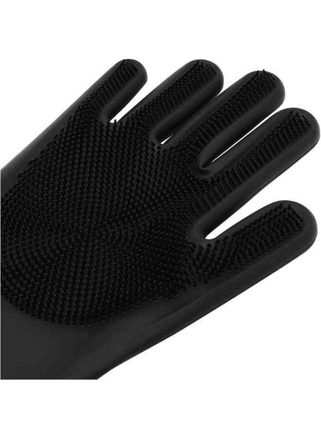 Winsor Dishwashing Gloves With Scrubber Black/Grey  - Image 5
