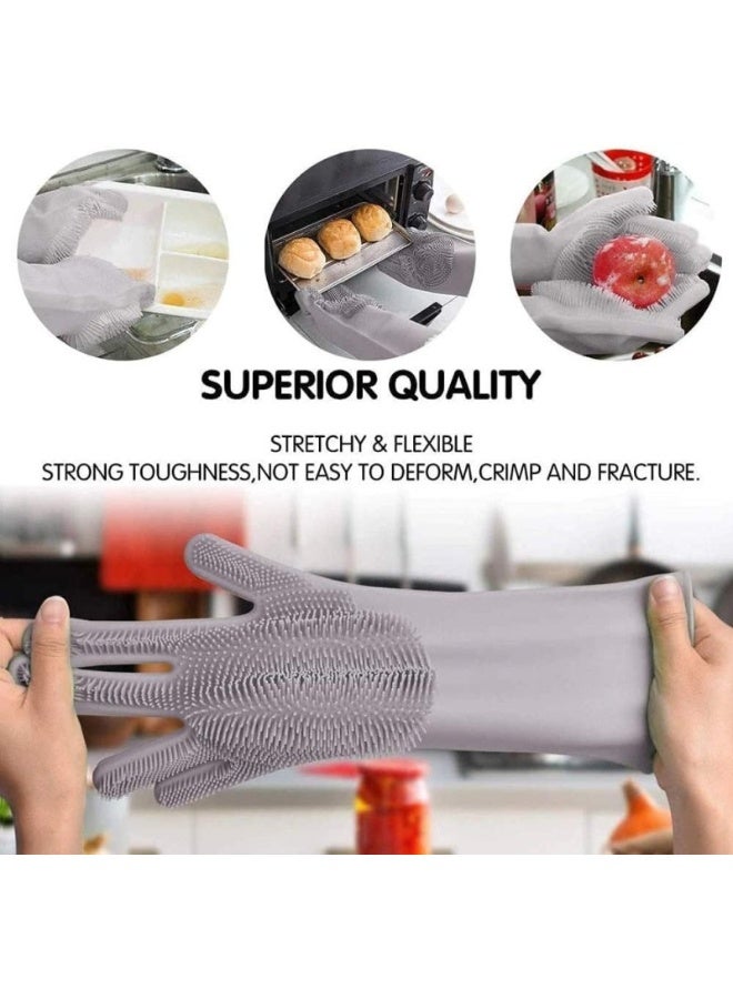 Winsor Dishwashing Gloves With Scrubber Black/Grey  - Image 2