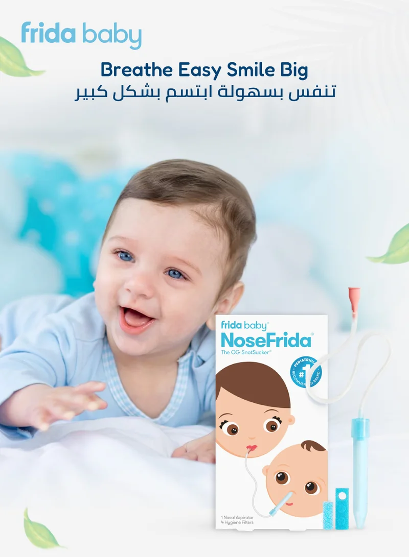 fridababy NoseFrida Snotsucker Nasal Aspirator | Made in Sweden | Baby Nose Cleaner with Hygienic Filters | BPA-Free, Safe & Easy to Clean | Pediatrician Recommended Mucus Remover