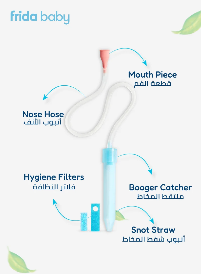 fridababy NoseFrida Snotsucker Nasal Aspirator | Made in Sweden | Baby Nose Cleaner with Hygienic Filters | BPA-Free, Safe & Easy to Clean | Pediatrician Recommended Mucus Remover