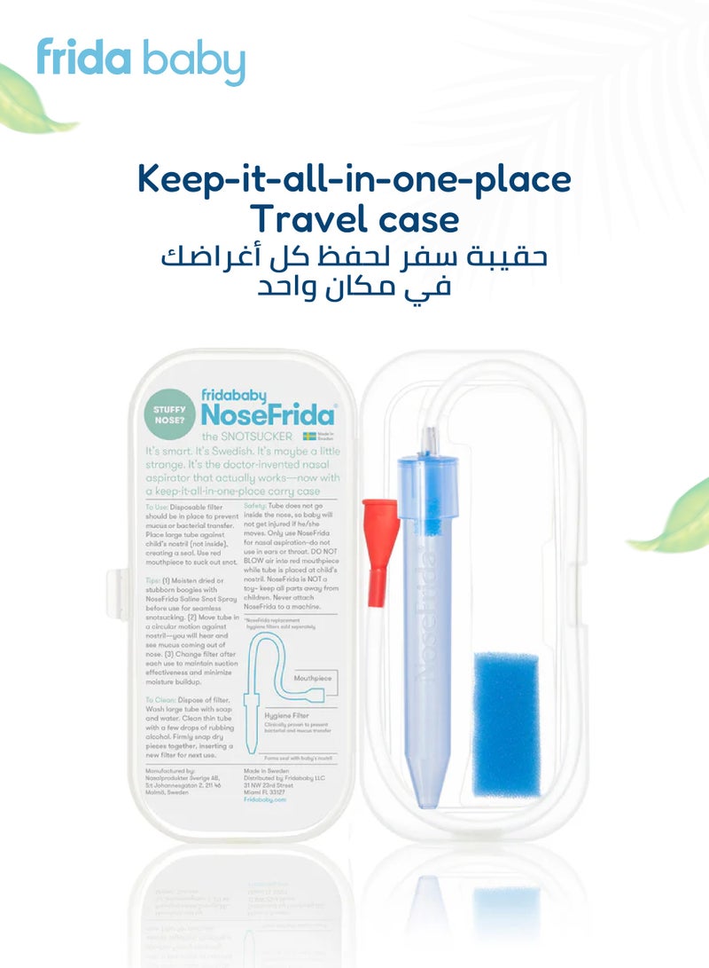 fridababy NoseFrida Snotsucker Nasal Aspirator | Made in Sweden | Baby Nose Cleaner with Hygienic Filters | BPA-Free, Safe, Easy to Clean | in Travel Pack | Mucus Remover - Image 4
