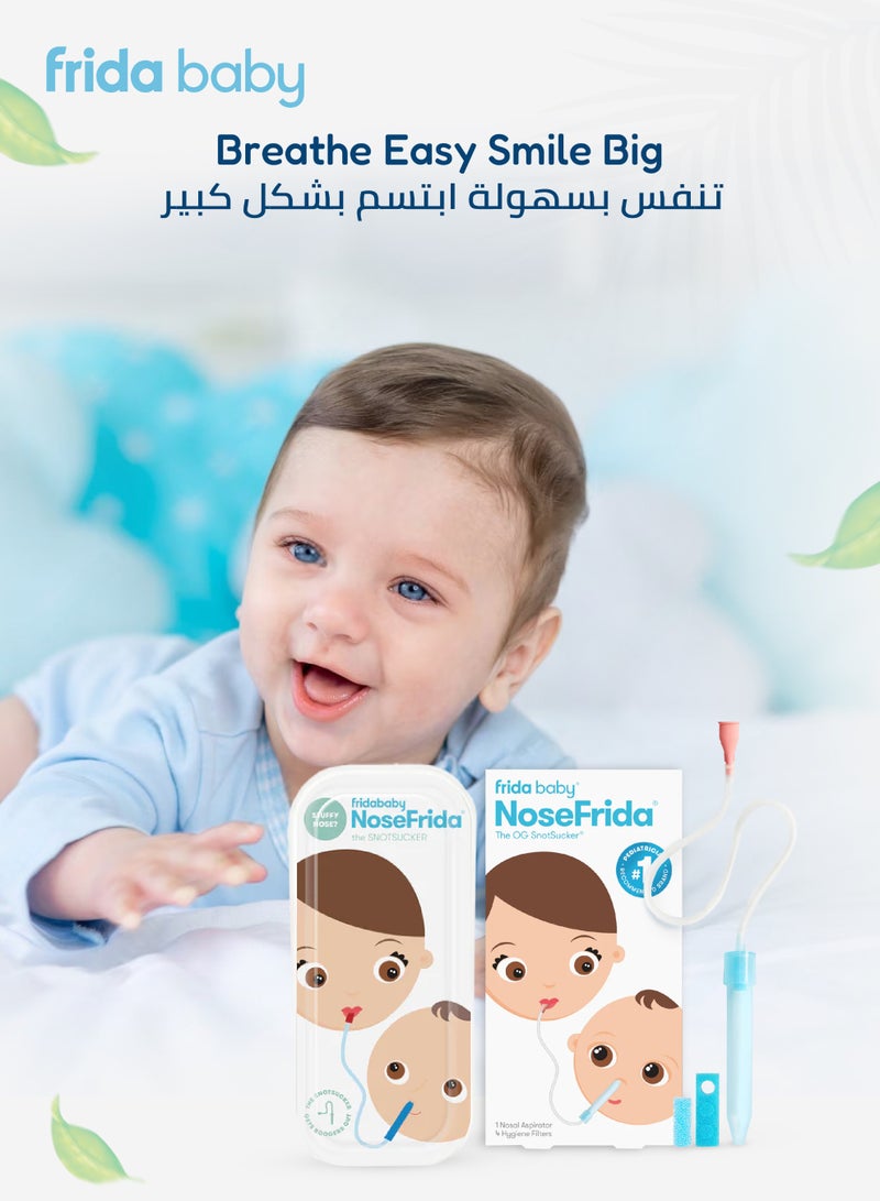 fridababy NoseFrida Snotsucker Nasal Aspirator | Made in Sweden | Baby Nose Cleaner with Hygienic Filters | BPA-Free, Safe, Easy to Clean | in Travel Pack | Mucus Remover - Image 5