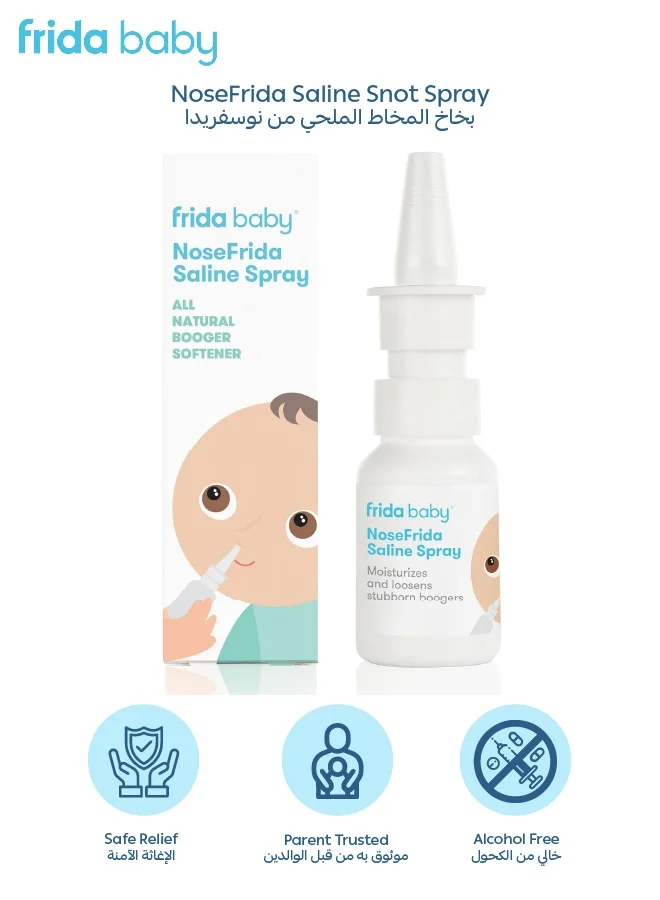 fridababy All-Natural Baby Saline Nasal Spray | Made in Sweden | Gentle Moisturizing Mist for Newborn & Infant Congestion Relief | Loosens Mucus & Clears Stuffy Noses | Non-Medicated & Safe