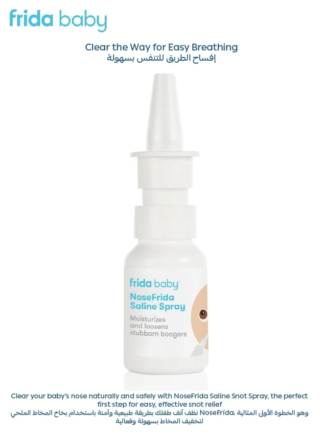 fridababy All-Natural Baby Saline Nasal Spray | Made in Sweden | Gentle Moisturizing Mist for Newborn & Infant Congestion Relief | Loosens Mucus & Clears Stuffy Noses | Non-Medicated & Safe