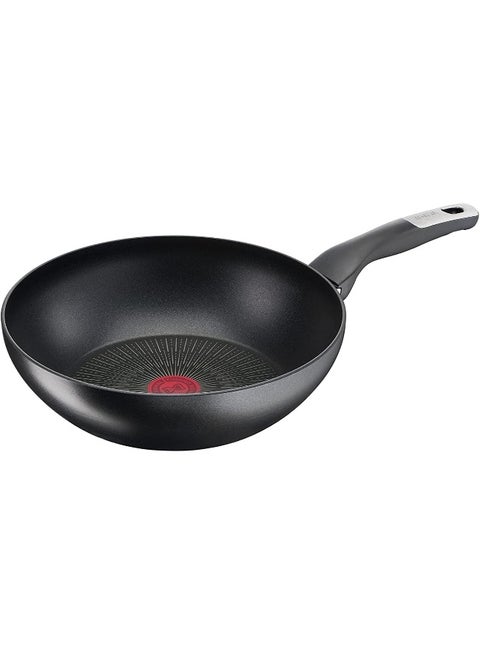 TEFAL ووك | UNLIMITED ووك مقلاة 28 سم | مقاومة للخدوش | طلاء غير لاصق آمن 100% | Thermo-Signal™ | تحمير مثالي | صنع في فرنسا | تدعم الحث الكهرومغناطيسي | ضمان لمدة سنتين | G2551902 أسود 28سم