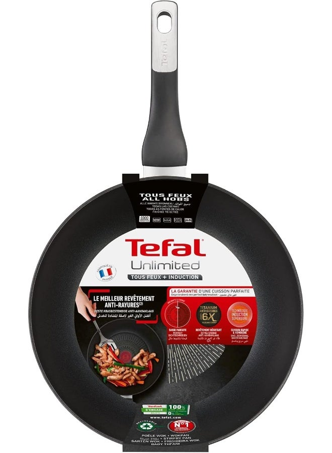 Tefal - Wok Pan | Unlimited Wok Frying Pan 28 Cm | Scratch Resistance | 100% Safe Non Stick Coating | Thermo Signal™ | Perfect Searing | Made In France | Induction | 2 Years Warranty Unlimited 28cm - Image 1