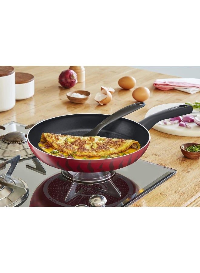 تيفال TEFAL مقلاة | G6 Tempo Flame 28 سم | غير لاصق مع مؤشر Thermo Spot | أحمر | ألومنيوم | ضمان لمدة سنتين | C3040683 أحمر/أسود 28سم  - Image 4