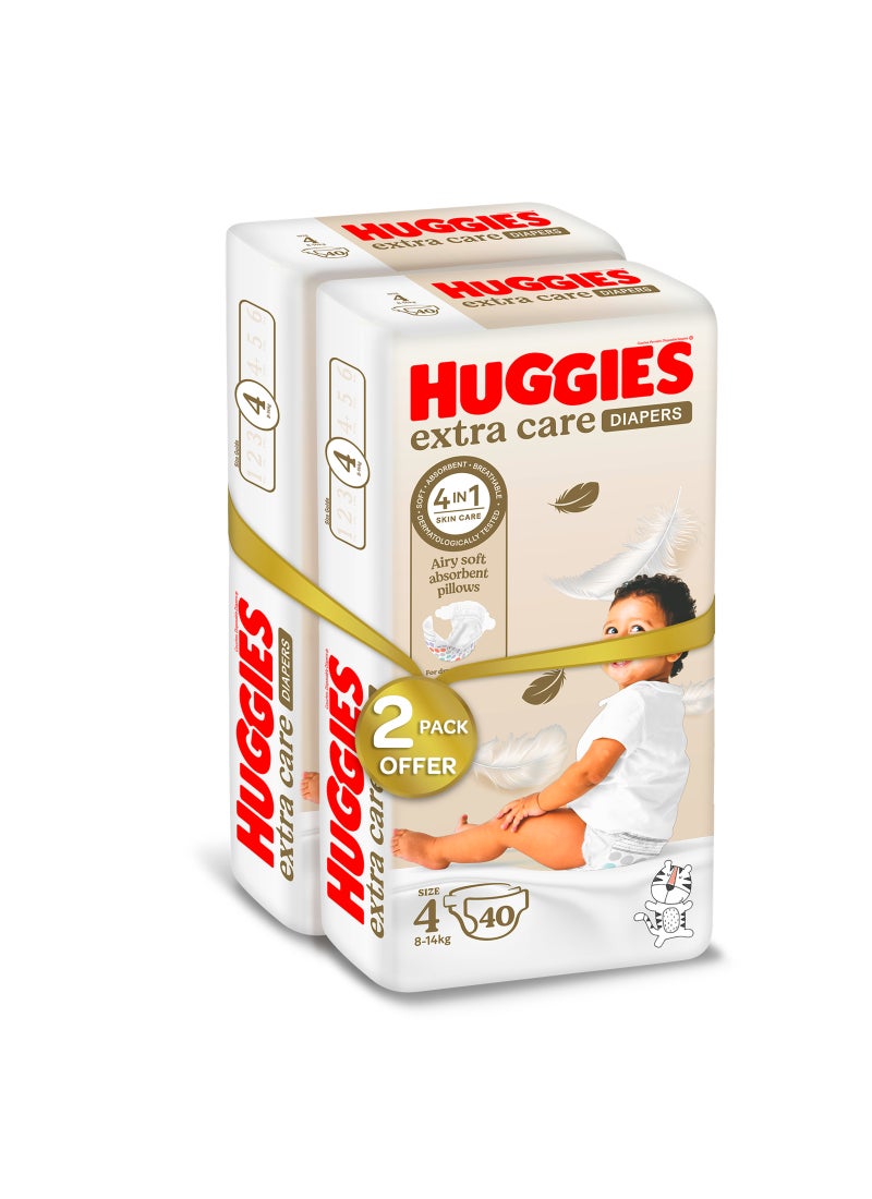 هجيز حفاضات أطفال من إكسترا كير، مقاس 4، 8 - 14 كجم، 136 قطعة (68 × 2) - عبوة ضخمة، عناية لطيفة بالبشرة، مادة قابلة للتنفس - Image 2