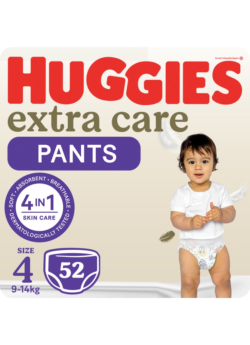 HUGGIES Extra Care Culottes, Size 4, 9 - 14 kg, Jumbo Pack 52 Diapers - Image 1