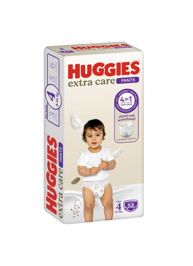 HUGGIES Extra Care Culottes, Size 4, 9 - 14 kg, Jumbo Pack 52 Diapers - Image 2