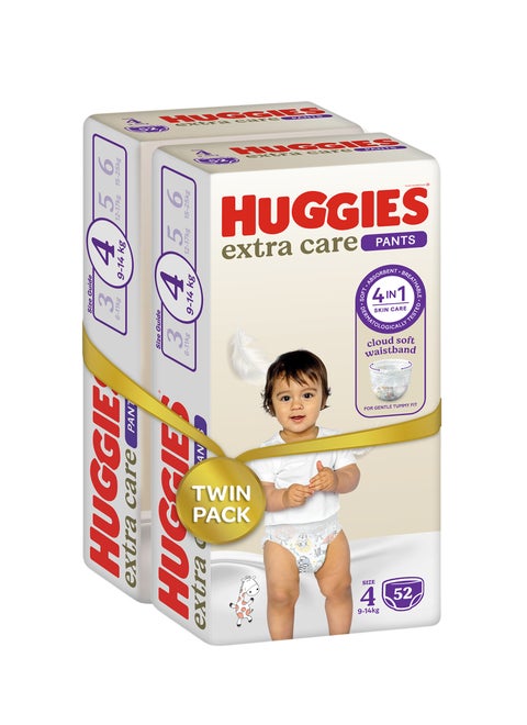 Extra Care Culottes, Size 4, 9 - 14 kg, Twin Jumbo Pack, 104 Diaper Pants