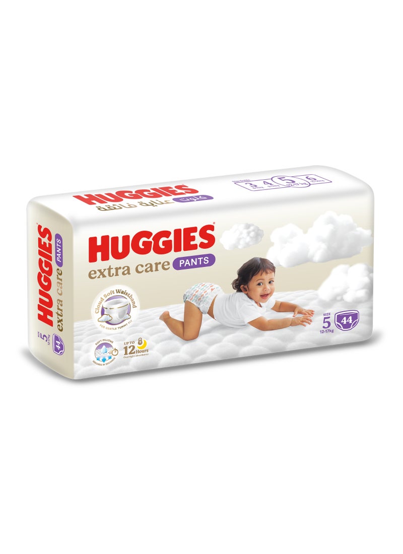 HUGGIES Extra Care Culottes Pants, Pant Style Diapers Size 5, (12 - 17 kg), Jumbo Pack of 44 Premium Baby Diaper Pants - Image 1