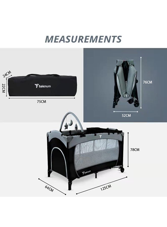 تيكنوم سرير لعب ومهد اكسبلورر، 0-3 سنوات- رمادي - Image 5