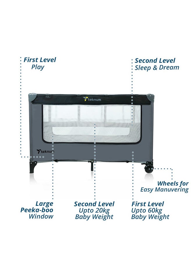 TEKNUM Astronaut Playard And Cot With Carry Bag, Years- Grey - Image 5
