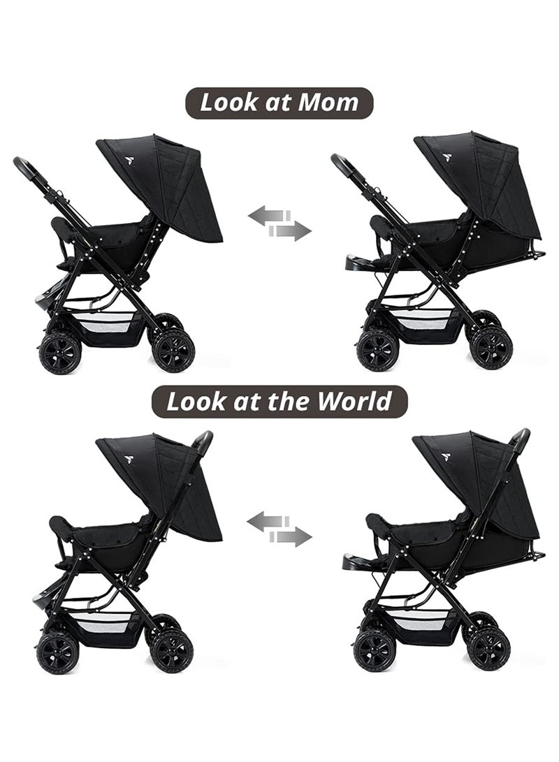 TEKNUM - Reversible Look At Me Stroller, 3 Point Safety Harness And Reversible Handle - Black - Image 1