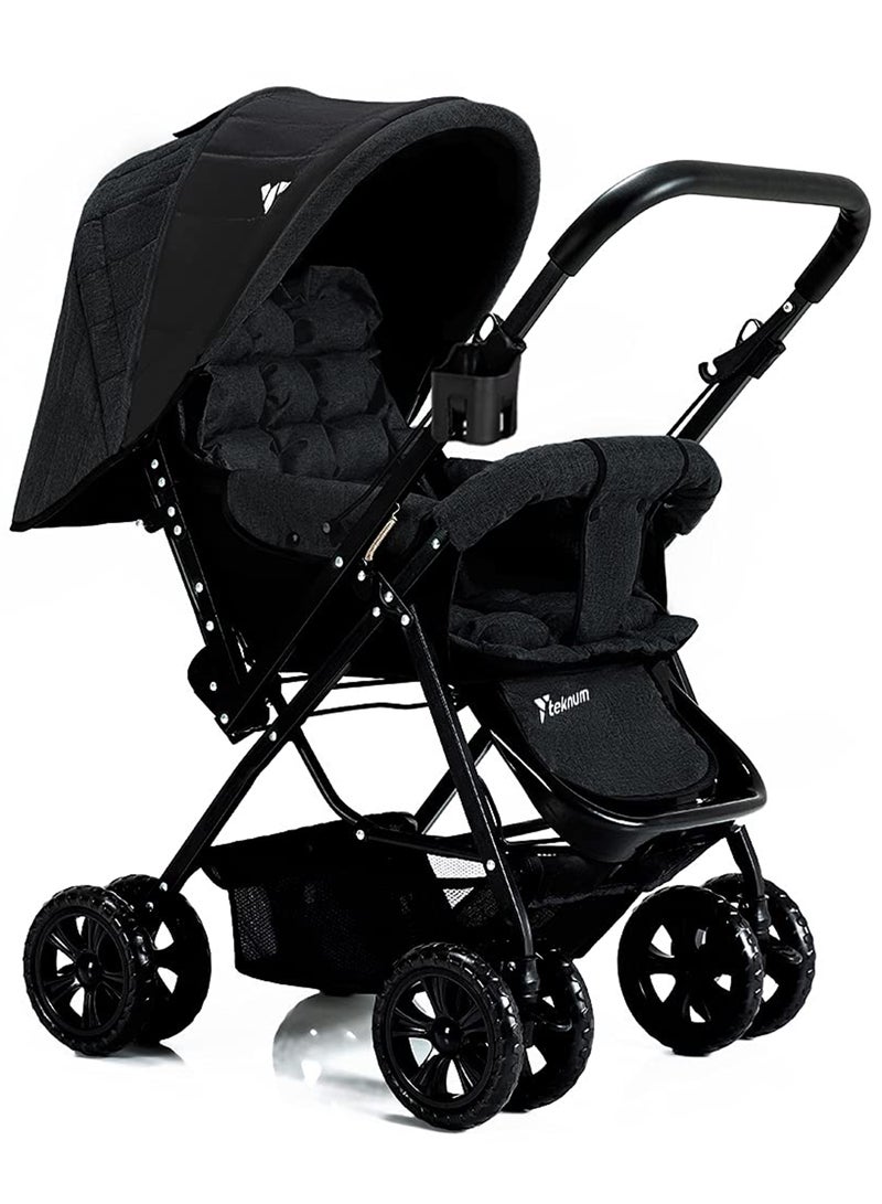 TEKNUM - Reversible Look At Me Stroller, 3 Point Safety Harness And Reversible Handle - Black - Image 1
