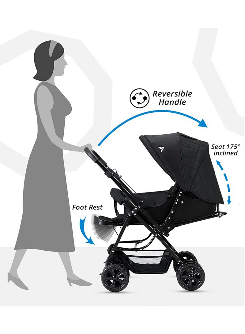 TEKNUM - Reversible Look At Me Stroller, 3 Point Safety Harness And Reversible Handle - Black - Image 1