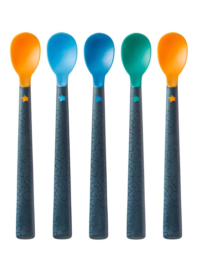 tommee tippee - Pack Of 5 Softee Weaning Spoons With Antibacterial Technology, Anti-Slip Handles And Super-Soft, 4 Months+, Multicolour - Image 1