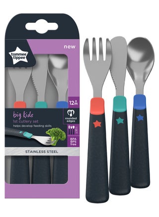 Big Kids Metal Cutlery Set 12M+ | Chunky Handles, Rounded Edges | Stainless Steel Toddler Fork, Spoon & Knife - pnsku/N48446163A/45/_/1702903754/069c70b2-9c42-4db9-87fa-afc58c637029