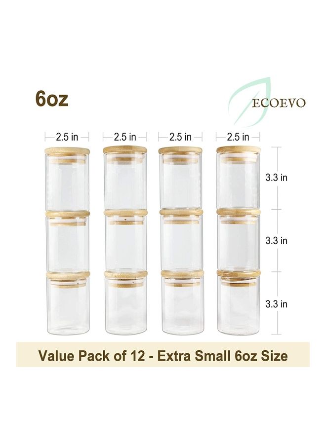 12-Piece Glass Jars with Wooden Lid Clear/Brown 12 x 200ml - Image 4