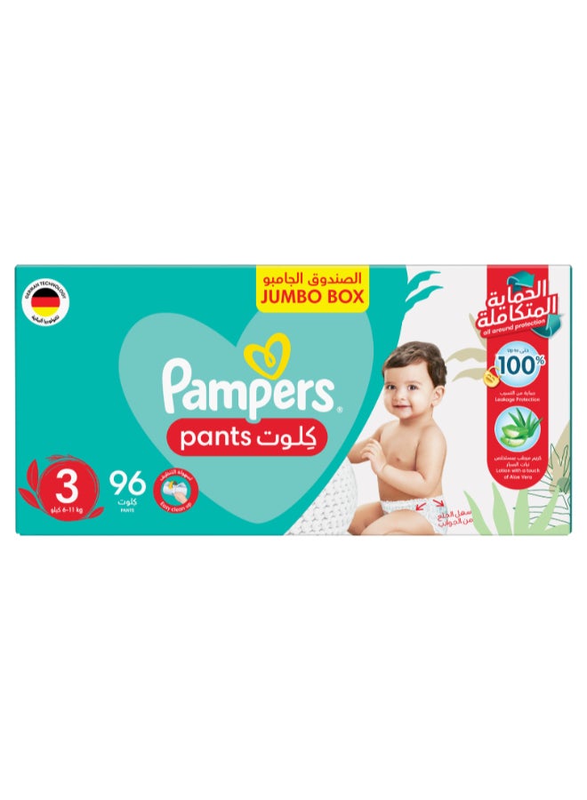 Pampers - Aloe Vera Pants Diapers Size 3 Jumbo Pack 96 Count - Image 1