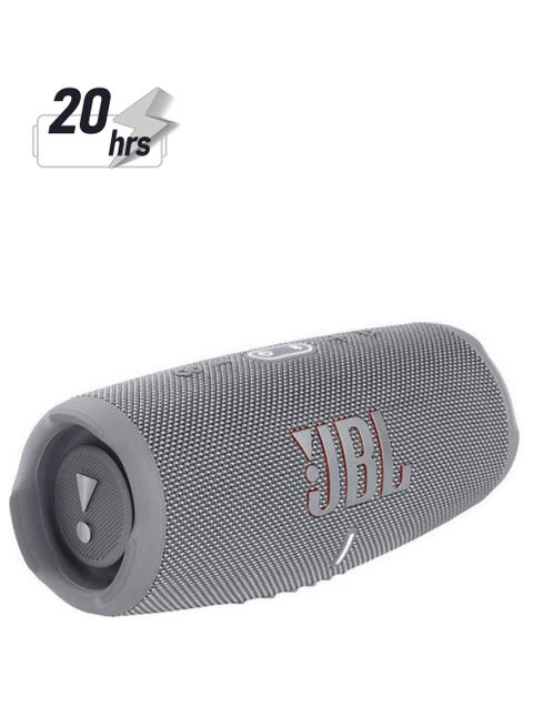 Charge 5 Portable Speaker - Built In Powerbank - Powerful Pro Sound - Dual Bass - 20H Battery - Ip67 Waterproof Gray