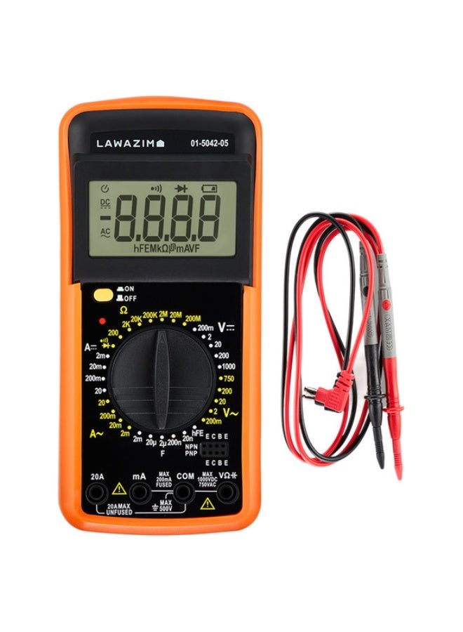 LAWAZIM Digital Multimeter - 1000V Auto-Ranging Multimeter with AC/DC Voltage, Current, Continuity, Temperature, and Frequency Functions - Ideal for Electrical Testing, Home, and Workshop Use Black/Orange 28.1cm  - Image 1