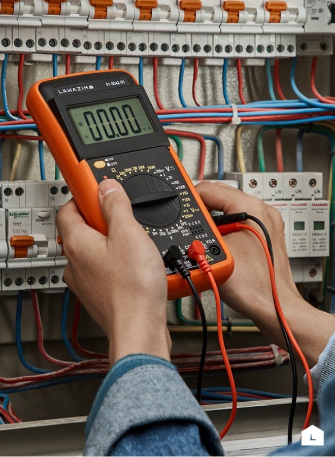 Digital Multimeter - 1000V Auto-Ranging Multimeter with AC/DC Voltage, Current, Continuity, Temperature, and Frequency Functions - Ideal for Electrical Testing, Home, and Workshop Use Black/Orange 28.1cm