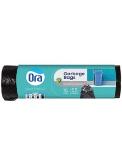ORA Viva Garbage Bags Drawstring Heavy Duty 55Gallon 15 Bags Black  - Image 2