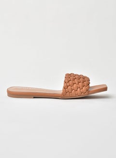Slip-On Detail Flat Sandals Tan